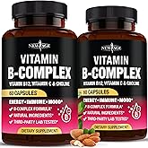 Vitamin B Complex for Men & Women - Made in USA - B-Complex: B1, B2, B3, B5, B6, B7, B8, B9, B12 with Vitamin C, Choline, Inositol - Energy, Brain & Heart Support Supplement - 120 Vegan Capsules