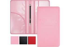 HIIXHC Car Registration and Insurance Holder, 9.4 x 5-inch Premium Leather Card Holder for Cards, Driver's Essentials vehicle Glove Box Organizer, Important Documents and Driver's License (Pink)