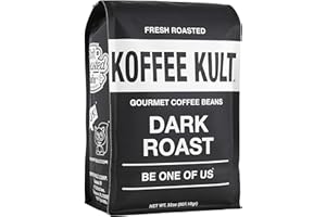 Koffee Kult Dark Roast Whole Bean Coffee - Small Batch 100% Arabica Gourmet Blend, Smooth and Well Balanced Artisan Roasted in 32oz Resealable Package