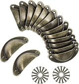 Heyu-Lotus 15pc Vintage Shell Cup Drawer Handles Antique Brass Cabinet view 1