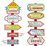 20 Pieces Circus Carnival Party Directional Signs Circus Sign Decor Circus Welcome Signs for Birthday Showman Themed Party De