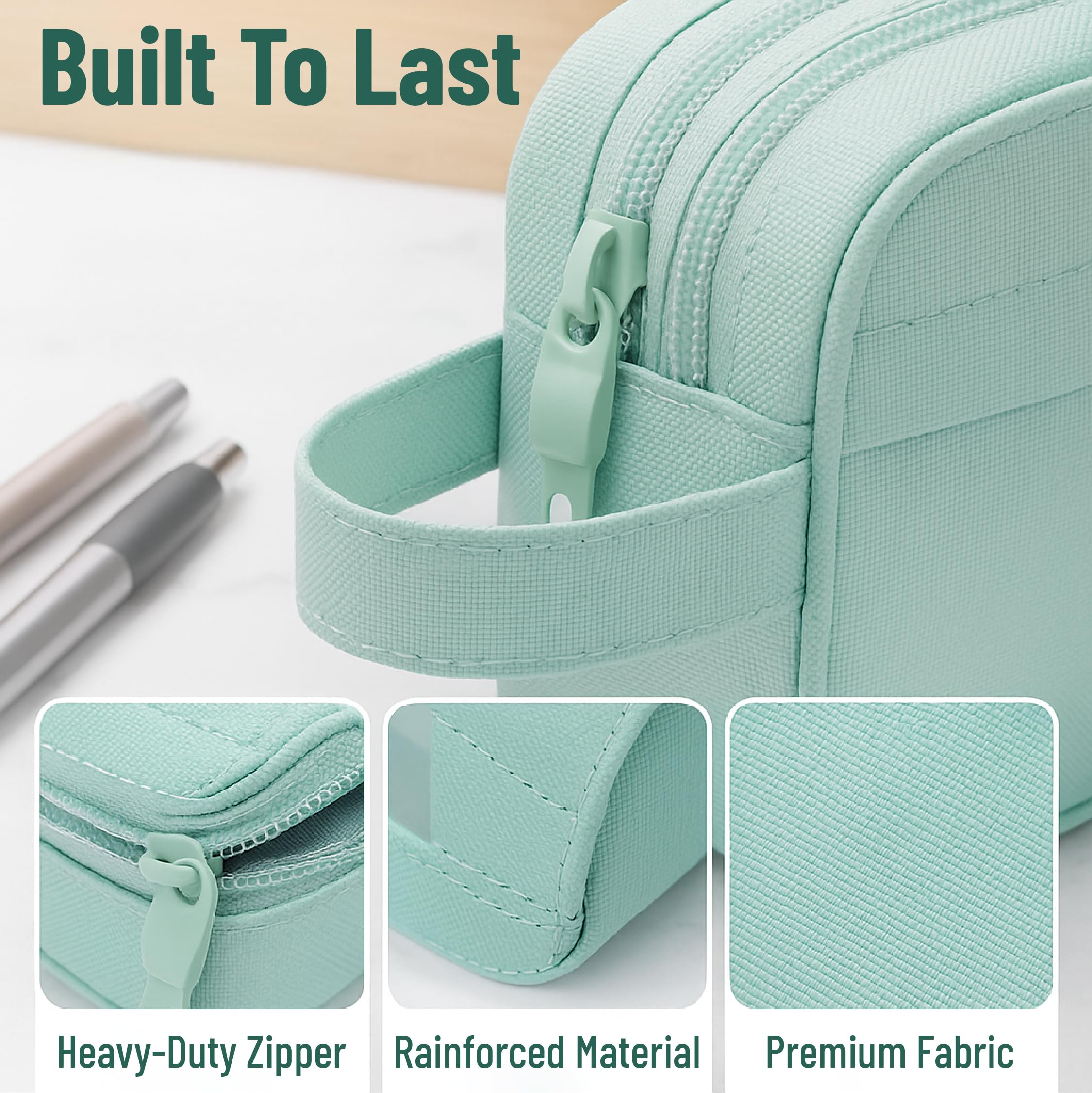 Mr. Pen- Large Capacity Pencil Case, Mint Green, Pencil Pouch, Pencil Bag, Pen Case