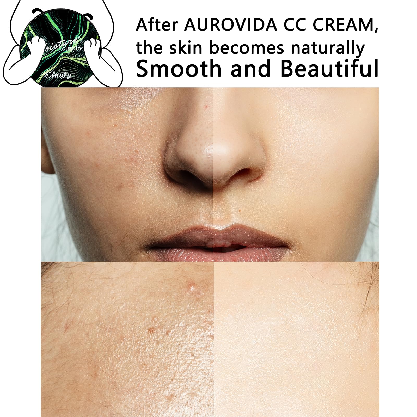 Moisture Cushion CC Cream Foundation for Mature Skin - Flawless Concealer BB Cream with Mushroom Head, Long-Lasting Waterproof Air Cushion CC, Natural honey and pine Makeup cream, Even Skin Tone（02#）