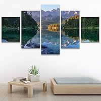 SIGNWIN 5 Panel Canvas Wall Art Modern Art Dramatic Farmhouse/Country Mountain Multicolor Nature Photography for Home Decorations Ready to Hang - 60