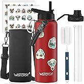 40oz Insulated Water Bottle (Cold for 48 Hrs),BPA Free&Leak Proof,Stainless Steel Water Flask,Water Jug with Straw Spout Lids for Gym,Hiking,Travel,Red