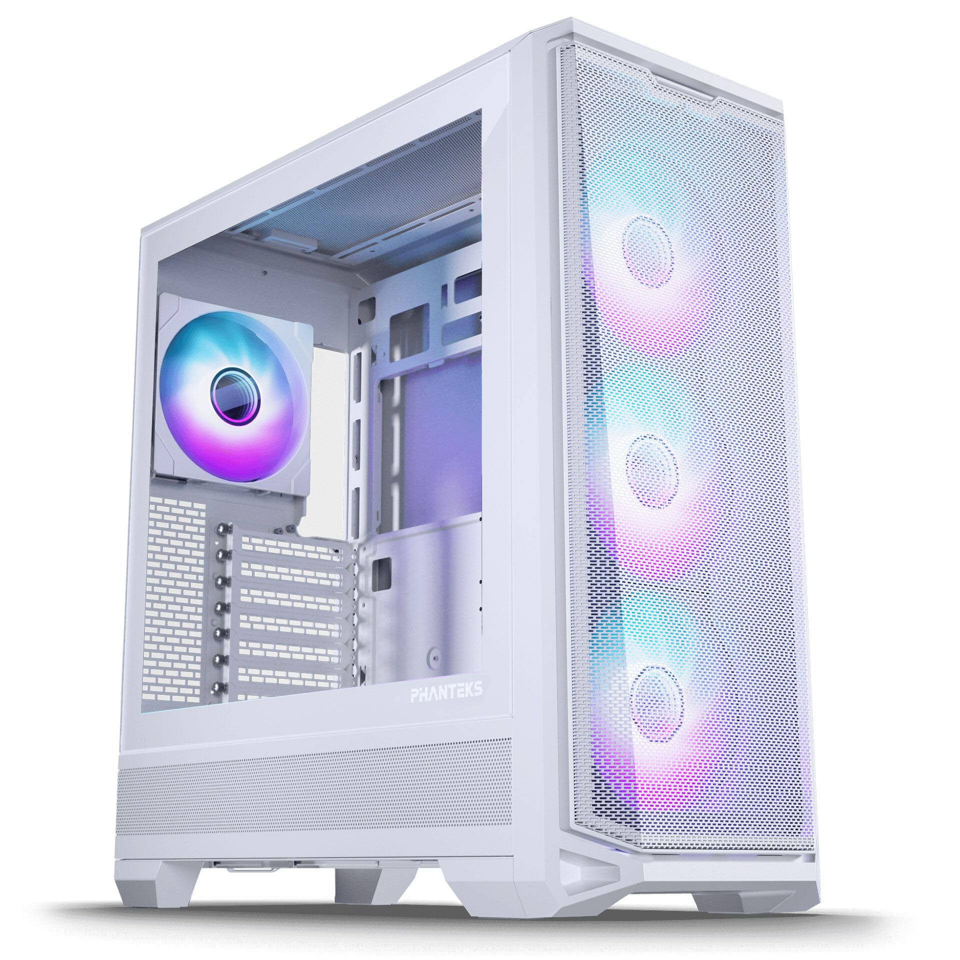 PHANTEKS Eclipse G400A Gaming Midi Tower Weiß – PC Gehäuse mit 4X 140-mm-D-RGB-Lüftern, Tempered Glass, Mesh-Front, E-ATX kompatibel, 360mm Radiator Support, optimiertes Kabelmanagement