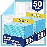 MKISS Bed Pads Disposable 36" x 36" (50 Counts), Large Incontinence Underpads Leakproof Quick Drying Max Absorbent Disposable Pee Pads for Adults, Baby, Puppy, Children, Elderly