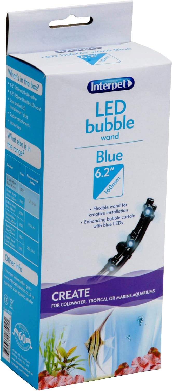 Interpet LED Flexible Bubble Wand Light with Air Wall, for Aquarium Fish Tank Tropical, Coldwater, Submersible, Blue, 16cm - Image 5