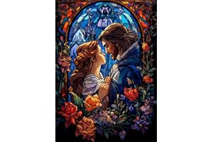 Ksxistiyt Diamond Art Painting Kits for Adults, Beauty and Beast Full Drill Diamond Dots Paintings for Beginners, Round 5D Paint with Diamonds Pictures Gem Art Painting Kits DIY Crafts Kits 12x16inch