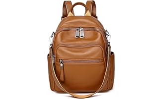 Wesccimo Genuine Leather Backpack Purse For Women Soft Leather Fashion Shoulder Bag