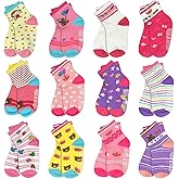 HYCLES Anti Slip Toddler Socks, 12 Pairs Non-Skid Cotton Grip Kid Socks for 1-7T Boy Girl 6-12 Month Baby