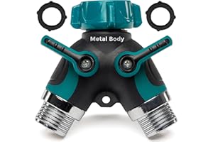 CARPATHEN Garden Hose Splitter 2Way - Heavy Duty Metal Body Durable 3/4" US Standard Garden Hose Splitter - Large Rubberized On/Off Levers - For Garden, Washing Machines, Indoor or Outdoor Faucets