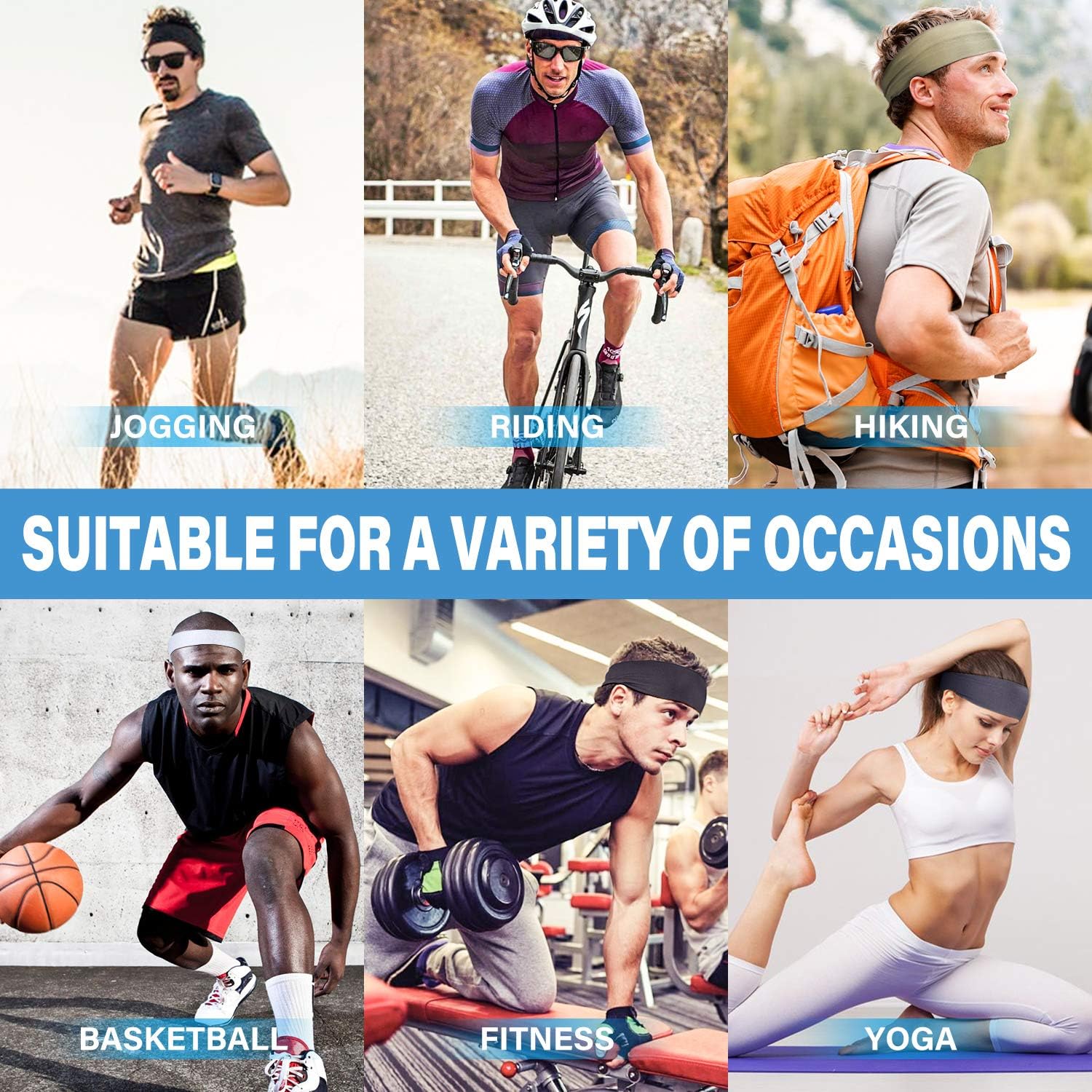 BF BAFLY Headbands for Men Sweat Band & Mens Headbands Sport for Running, Cycling, Yoga, Basketball and Workout Lightweight Breathable Sweatbands : Sports & Outdoors