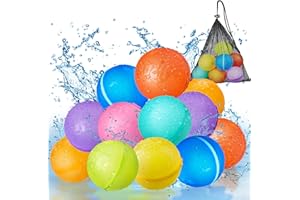HARDWIND Reusable Water Balloons, 2024 Upgrade Non-Removable Magnetic Water Balloon for Kids Ages 3-5, 4-8, 8-12, Refillable Self Sealing Water Bombs Splash Balls Toys for Pool, Beach, Summer Party Fun-12 Pack