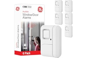 GE Personal Security Window and Door Alarm, 6 Pack, DIY Protection, Burglar Alert, Wireless Chime/Alarm, Easy Installation, Home Security, Ideal for Home, Garage, Apartment and More,White, 49721