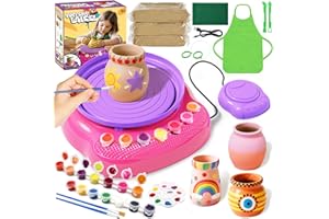 EINAILVK Pottery Wheel for Kids, Arts and Crafts for Kids Ages 8-12, Complete DIY Clay Wheel Pottery Kit for Beginners, Kid Crafts Gifts for Girl Toys Ages 6 7 8 9 10 11 12 13 Year Old Christmas Birthday