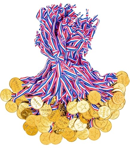 thumbnail image 2 of Medals For Awards Plastic Medals, 30 Pcs Gold Winner Award Medals With Ribbon Necklaces Contest Winner Prizes For Sports, Games Competition, Talent Show, Spelling Bee, Gymnastic, Birthday Party Favors Or Decor Playseat 2 of 14