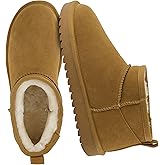 CUSHIONAIRE Hip-3 Genuine Suede Leather Ankle Boots for Women – Pull On Cozy Faux Fur Boots Womens Shoes with Comfortable Memory Foam