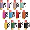 Homakover 12 Pack Compact Clip-On Chapstick Holder Keychain in 12 Colors,Lip Balm Sleeves with Clip, Fits Most Standard Lip Balm,Tight-Knit Elastic Lip Balm Keychain Holder