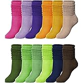 Fourluoo 12 Pairs Slouch Socks for Woman Fuzzy Warm Scrunch Boot Winter Fluffy Socks for Women Christmas Gifts