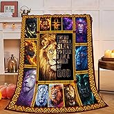 Lion Blanket, Christian Lion Throw Blanket, Lions Religious Gifts Blankets Stuff Fleece Flannel Plush for Men Boys Women Girls Lovers Adults Soft Bedding Gift for Sofa Bed Office Home Decor 50"x40"