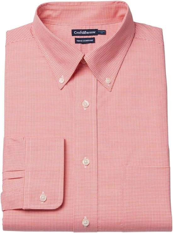 Croft & Barrow Men's True Comfort Classic-Fit Oxford Dress Shirt (Camellia, 17.5 32-33) at 