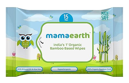 Mamaearth Indias First Organic Bamboo Based Baby Wipes (15 Wipes)