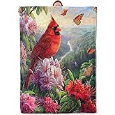 Cardinal and Butterfly Theme Blanket Gifts for Women Girls, Soft Warm Lightweight Flannel Throw Blankets for Living Room Home Sofa Travel Decor 50" x 60"