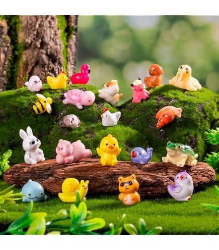 Suartus Mini Rabbit Figurines - 24pcs Resin Easter Bunny Decorations
