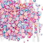 100g Flatback Pearls and Rhinestones，Mix 3-10mm Pearl Rhinestones for Crafts Tumblers Shoes Face Nail Art（Colourful）