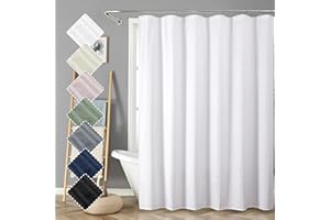 Aiyufeng Moga White Shower Curtain, Embossed Textured Fabric Shower Curtain for Bathroom - Soft Cloth & Hotel Spa Luxury, Water Repellent, Machine Washable, 72X72, White