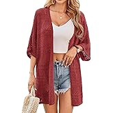 GRACE KARIN Womens Summer Short Sleeve Crochet Cardigan Sweaters Lightweight 2026 Oversized Knit Boho Kimono Cardigans