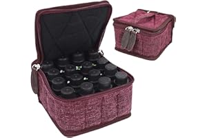 GOT OILS? Your Oil Tools Hemp Carrying Essential Oil Organizer Bag Holds 16 Bottles, Essential Oil Case Travel Size Can Hold 15ml Rollers and Bottles - Burgundy