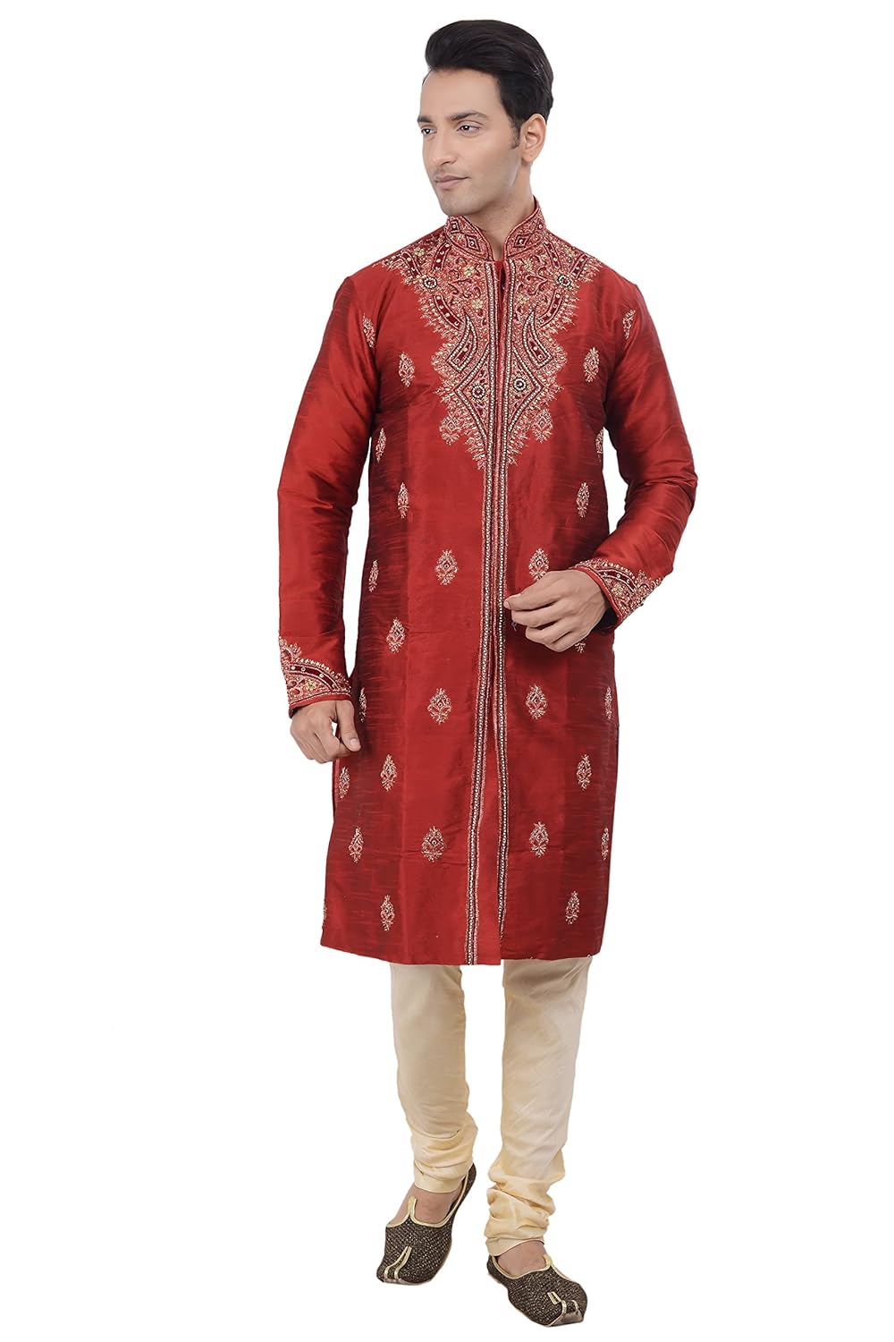 ethnic indian designer off-white kurta sherwani for men 2pc suits