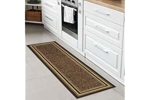 Ottomanson Bordered Brown Ottohome Collection Contemporary, Runner-20" x 59"