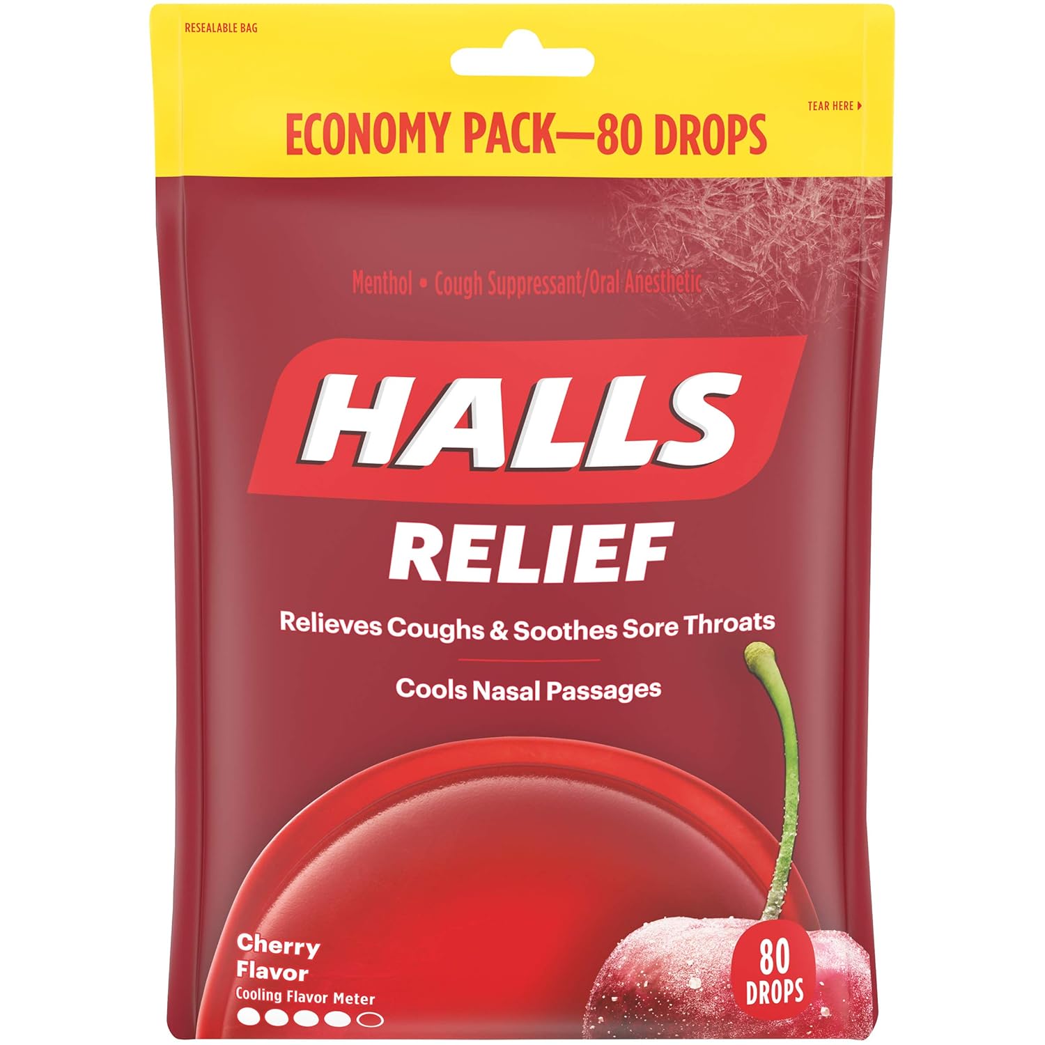 HALLS Relief Cherry Cough Drops, 80 Drops: Prime Pantry