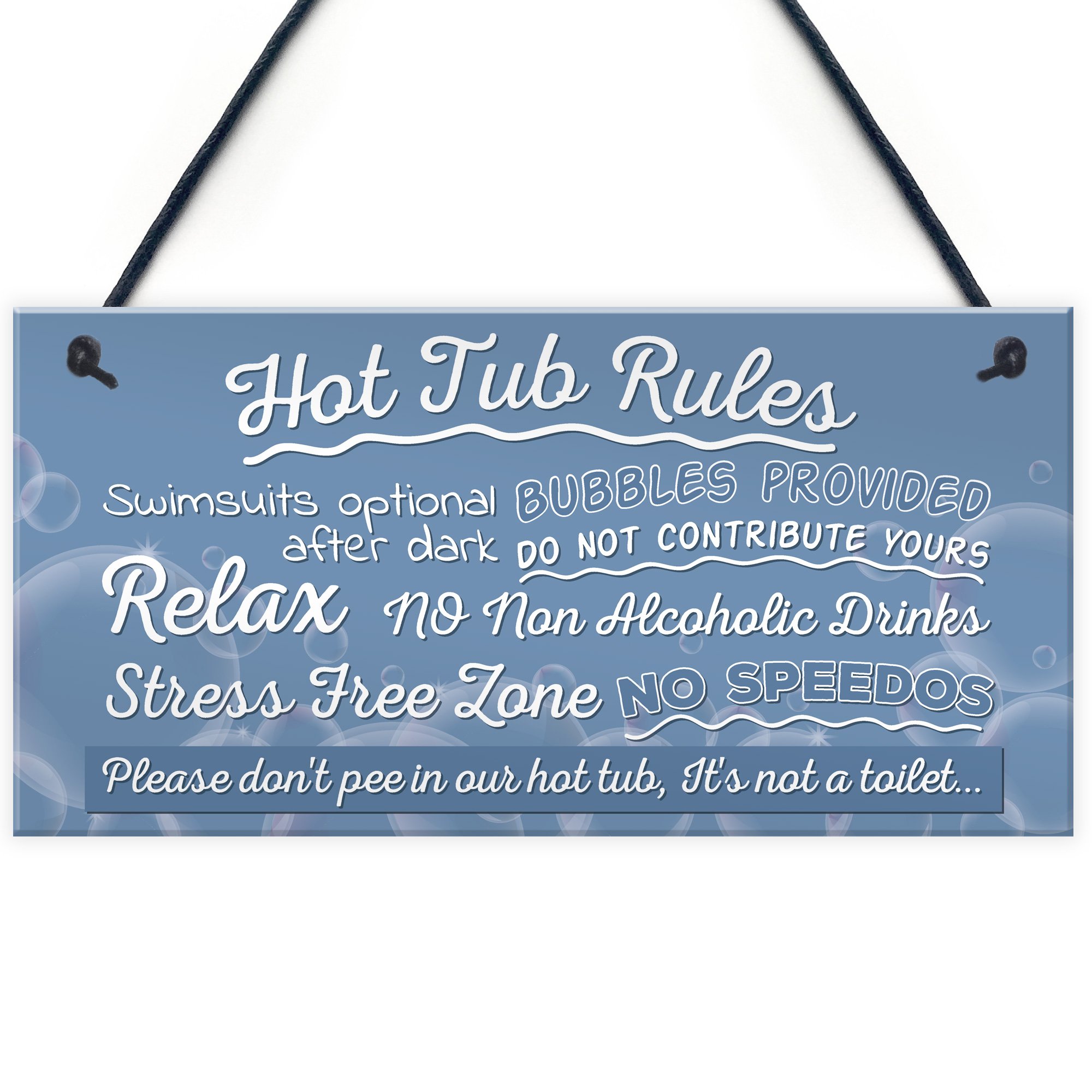 Red Ocean Hot Tub Rules Novelty Hanging Garden Shed Plaque Party Pool Funny Gift Home Decor Sign