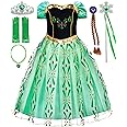 GZ-LAOPAITOU Princess Dress for Girls Kids Princess Costume Halloween Cosplay Birthday Party Dress Up Short Sleeve Green