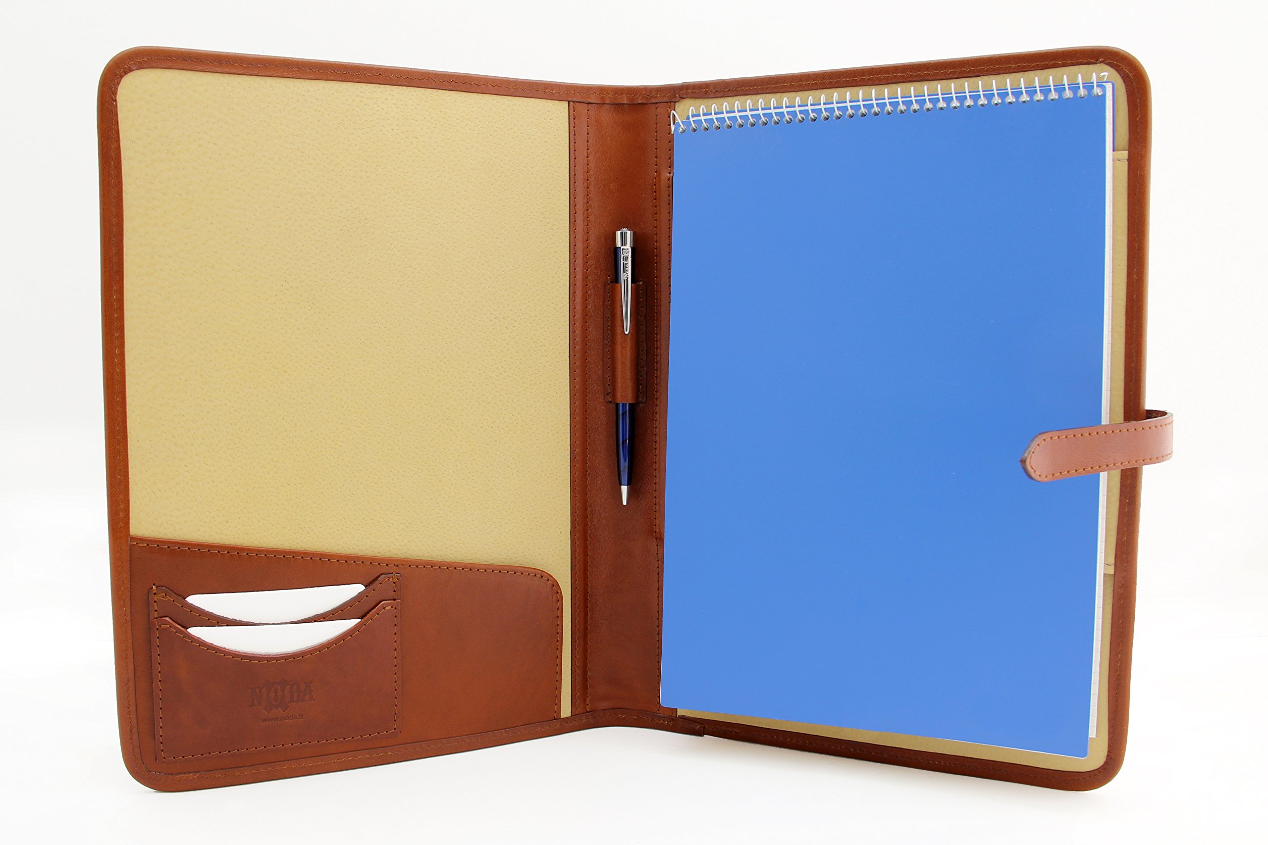 Cognac Leather Business Portfolio – A4 Professional Padfolio for Entrepreneurs – Luxury Italian Leather Document Folder – Handcrafted Executive Folder – Imported from Lithuania
