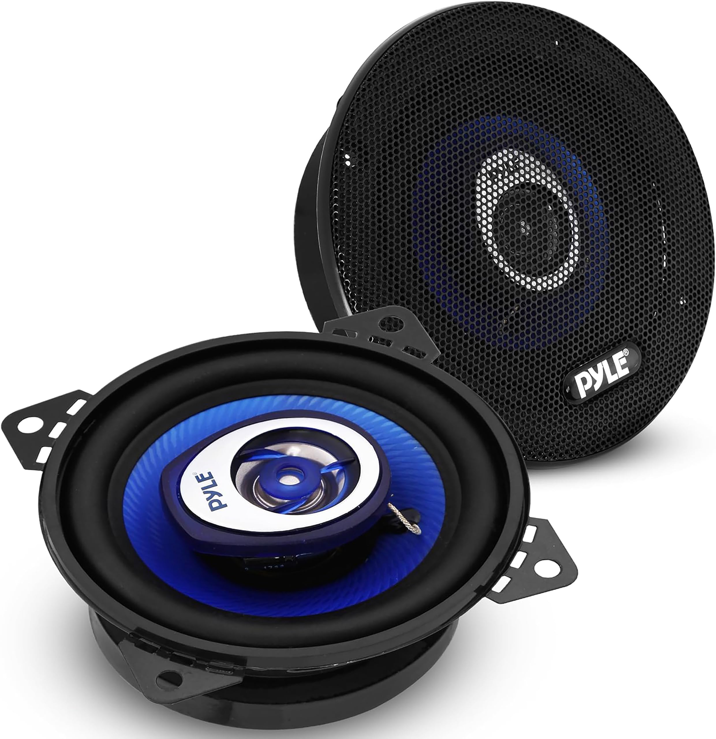 Pyle 2-Way 180W Universal Car Stereo Speakers, 4” /10.16cm Coaxial Loud Pro Audio Car Speaker, Universal OEM, Quick Replacement Component Speaker, Vehicle Door/Side Panel Mount Compatible, (Pair)