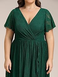 Ever-Pretty Plus Women's V Neck Ruffles Sleeves