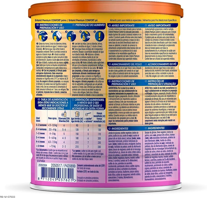 Premium Confort Fórmula para Bebés con Trastornos Digestivos - 800 gramos