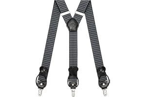 Kohentact Suspenders for Men with Clip & 6 Buttons 1.4in Y-Shape Stainless Steel