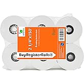 (6 Rolls) 2 1/4 x 150 ft, White, adding machine tape Paper Rolls, Premium One Ply Cash Register/Adding Machine/Calculator Rol