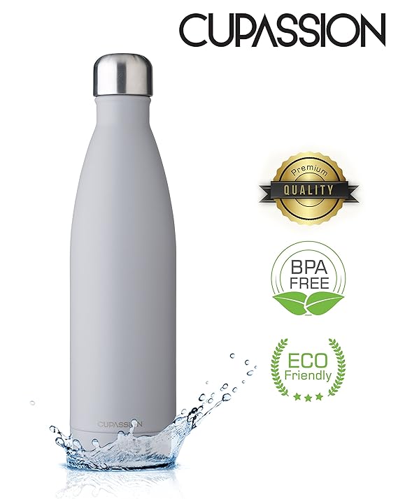 CUPASSION Evi - Edelstahl Vakuum Isolierflasche 260ml & 500ml & 750ml | Trinkflasche Wasserflasche | hält Getränke 18h heiß &