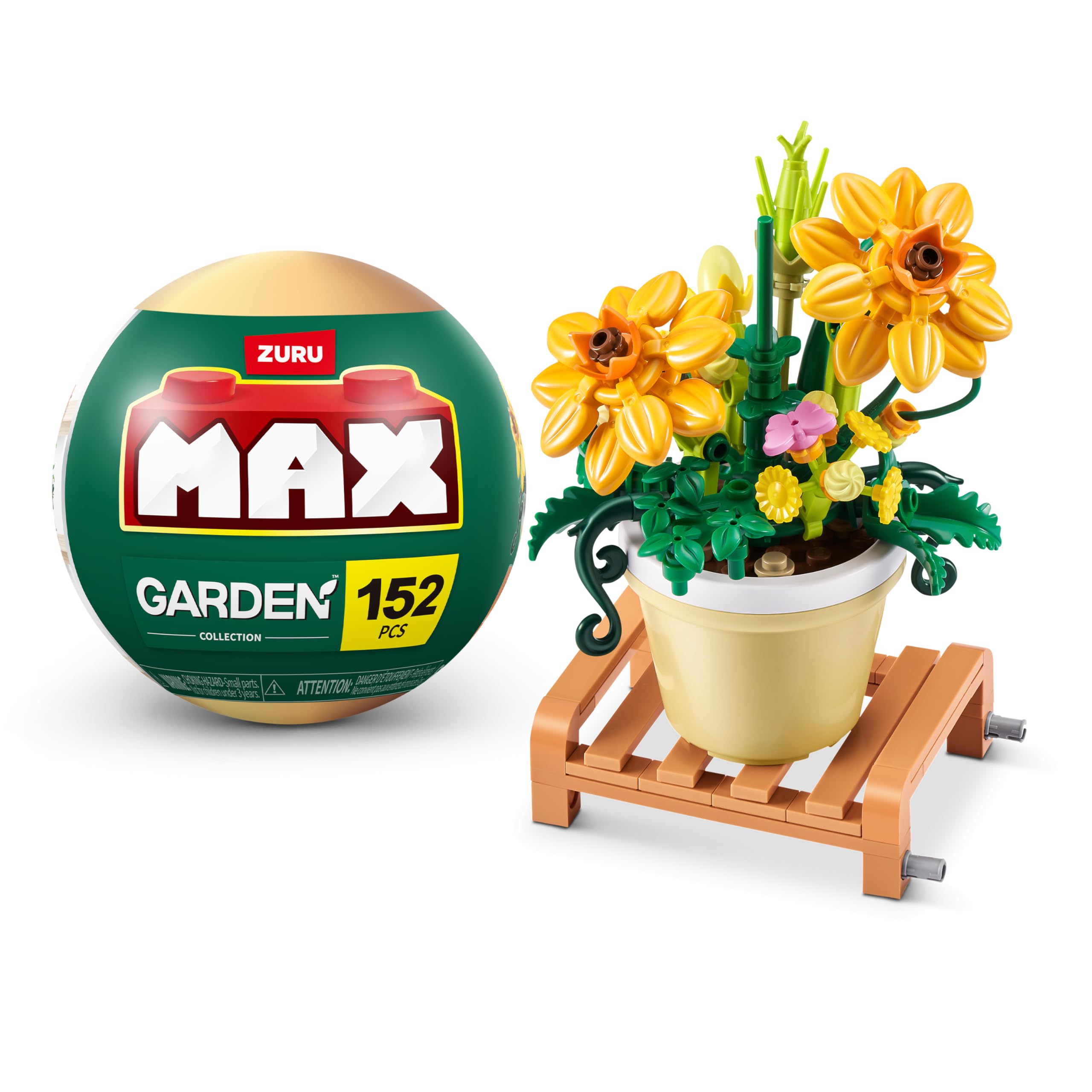 MAX Premium Garden Pot Plants Building Bricks Collection (up to 233 Pieces, 6 to Collect). (Cosmos Sulphureus, 1 Capsule)
