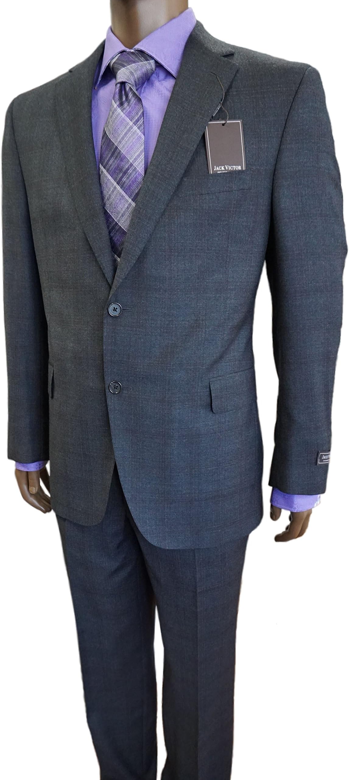 Jack Victor Gray Wool Deisgner Single Breasted 2 Button Double Vent Suit Verona-CT