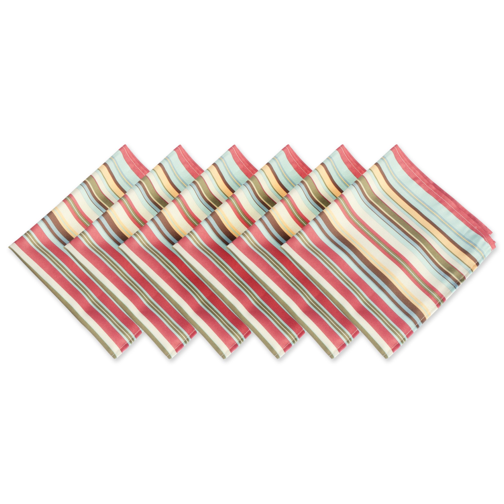 DII Summer Stripe Outdoor Tabletop Collection, Multi-use, Machine Washable, Napkin Set, 20x20, Sunset