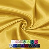 P Pothuiny 60 Inch Wide Gold Satin Fabric by The Yard, Silky Charmeuse Satin Fabric for Bridal Wedding Dress Decor DIY Appare