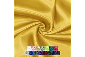 P Pothuiny 60 Inch Wide Gold Satin Fabric by The Yard, Silky Charmeuse Satin Fabric for Bridal Wedding Dress Decor DIY Apparel Crafts, 1 Yard